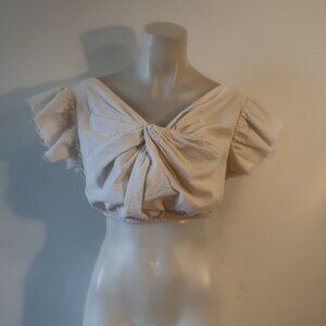 Womens Rachel Comey Pink, White Striped Crop Top 2